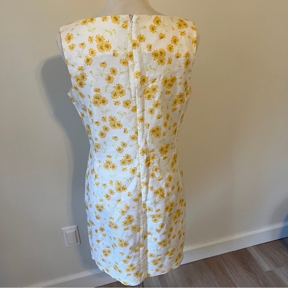 Vintage Liz Claiborne Yellow Floral Sheath Dress Size 10 cotton prairie - Picture 2 of 6
